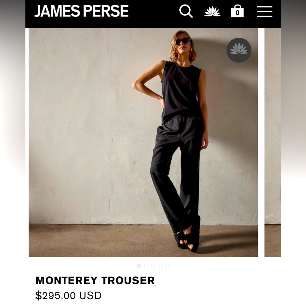 James Perse- Navy flowy lightweight Japanese Poly fabric pull-on pant